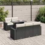 vidaXL 6-delige Loungeset met kussens poly rattan zwart, Tuin en Terras, Verzenden, Nieuw, Rotan, Loungeset