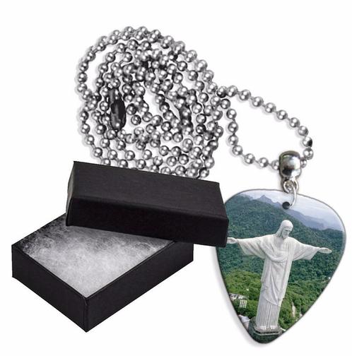 Aluminium plectrum ketting met de afbeelding van Christus, Verzamelen, Overige Verzamelen, Nieuw, Ophalen of Verzenden