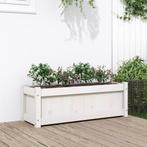 vidaXL Plantenbak 90x31x31 cm massief grenenhout wit, Tuin en Terras, Bloembakken en Plantenbakken, Verzenden, Nieuw, 60 tot 100 cm
