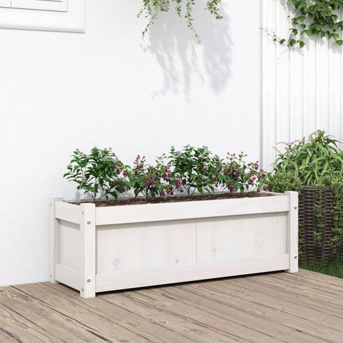 vidaXL Plantenbak 90x31x31 cm massief grenenhout wit, Tuin en Terras, Bloembakken en Plantenbakken, 60 tot 100 cm, Nieuw, Hout