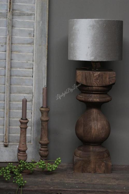 Houten baluster kandelaar dinerkaars naturel 25 cm, Huis en Inrichting, Woonaccessoires | Kandelaars en Kaarsen, Nieuw, Ophalen of Verzenden