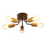 Plafondlamp Barrow 5-lichts zwart en goud E27 Ø33 cm lux.pro, Verzenden, Nieuw