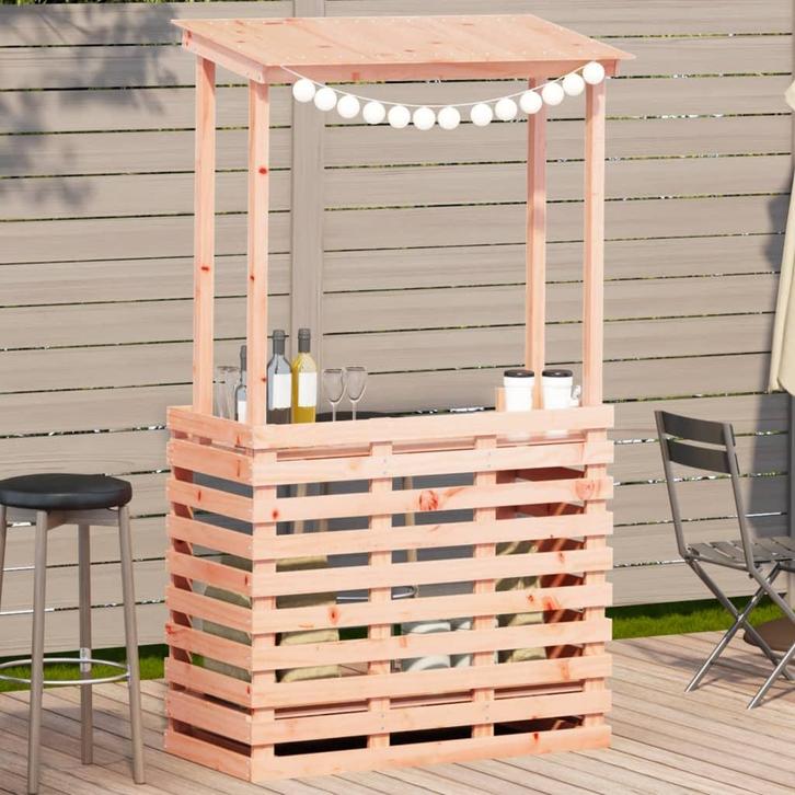 vidaXL Tuinbartafel met dak 112,5x57x195,5 cm massief hout, Tuin en Terras, Tuintafels, Nieuw, Verzenden
