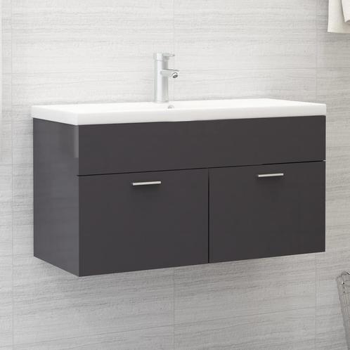 vidaXL Wastafelkast 90x38,5x46 cm bewerkt hout hoogglans, Huis en Inrichting, Badkamer | Badkamermeubels, Nieuw, Minder dan 100 cm