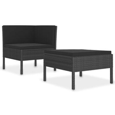VidaXL loungeset, 2-delig, zwart poly rattan, Diversen, Overige Diversen, Ophalen