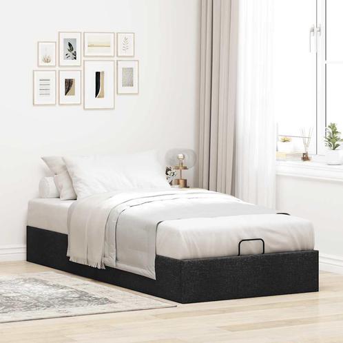 vidaXL Bedframe zonder matras 90x190 cm stof zwart, Huis en Inrichting, Slaapkamer | Bedden, 90 cm, 190 cm of minder, Zwart, Eenpersoons