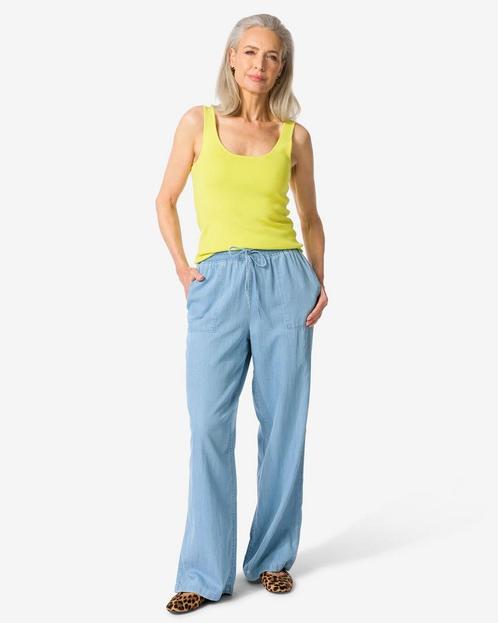 HEMA Damesbroek Lila wide leg tencel middenblauw, Kleding | Dames, Overige Dameskleding, Nieuw, Verzenden