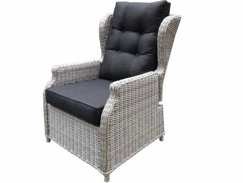 Toscane XL lounge tuinstoel verstelbaar wit grijs, Tuin en Terras, Tuinstoelen, Nieuw, Wicker, Ophalen of Verzenden
