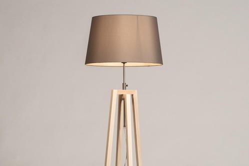 Rietveld Vloerlampen - Grijs, Naturel - Stof, Hout, Huis en Inrichting, Lampen | Vloerlampen, Verzenden