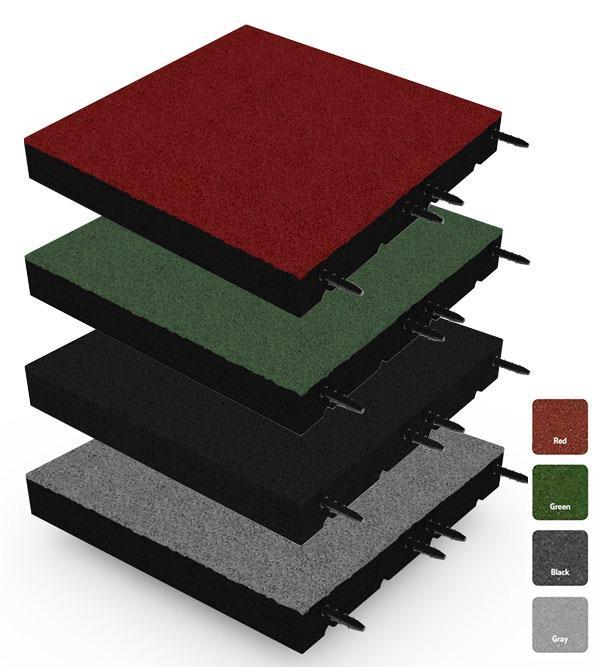 Rubber tegel met pen- en gat verbinding 50x50 cm - 75 mm, Tuin en Terras, Tegels en Klinkers, Verzenden