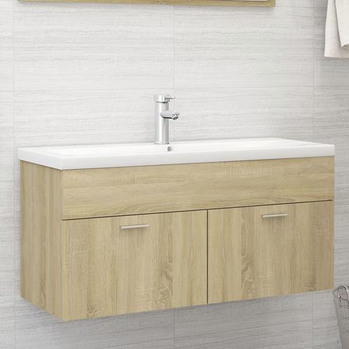 vidaXL Wastafelkast 100x38,5x46 cm bewerkt hout sonoma, Huis en Inrichting, Badkamer | Badkamermeubels, Nieuw, Minder dan 100 cm