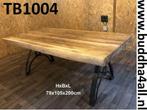 Boomstam tafel / eettafel / bureau / teak tafelblad, Natuurlijk, robuust, stoer, industrieel, ijzerwerk, uniek, hout, Teakhout