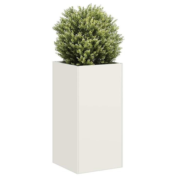 vidaXL Plantenbak 40x40x80 cm koudgewalst staal wit, Tuin en Terras, Bloembakken en Plantenbakken, Nieuw, Metaal, Verzenden