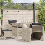 vidaXL 4-delige Loungeset met kussens poly rattan lichtgrijs, Tuin en Terras, Verzenden, Nieuw, Rotan, Loungeset