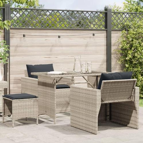 vidaXL 4-delige Loungeset met kussens poly rattan lichtgrijs, Tuin en Terras, Tuinsets en Loungesets, Loungeset, Nieuw, Rotan