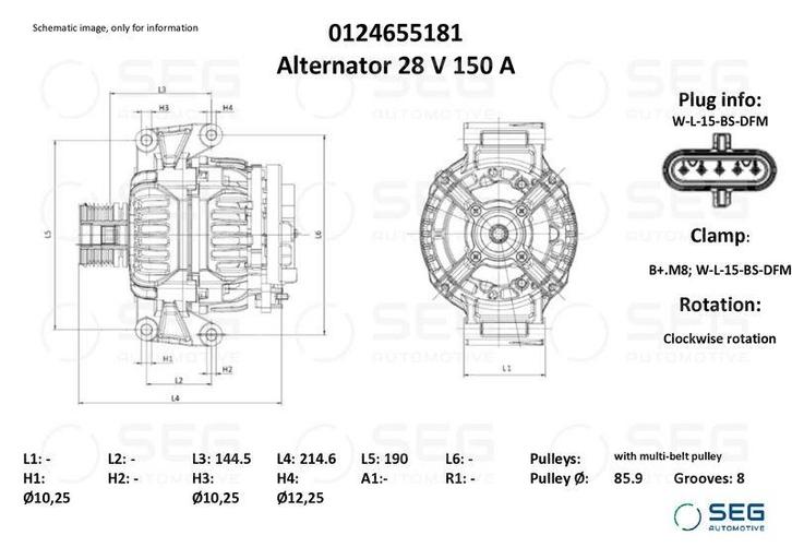 Dynamo Daf 150A, Auto-onderdelen, Motor en Toebehoren, Verzenden