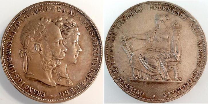 Doppelgulden Österreich 1879 Franz u Sissi Hochzeit Th 46.., Postzegels en Munten, Munten | Europa | Niet-Euromunten, Verzenden