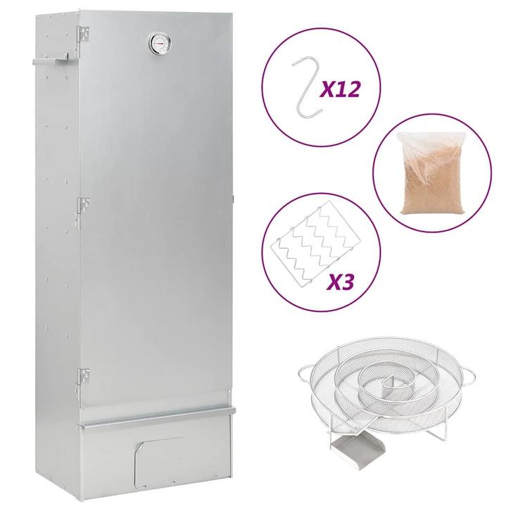 vidaXL BBQ-rookoven met koude rookgenerator gegalvaniseerd, Tuin en Terras, Houtskoolbarbecues, Nieuw, Verzenden