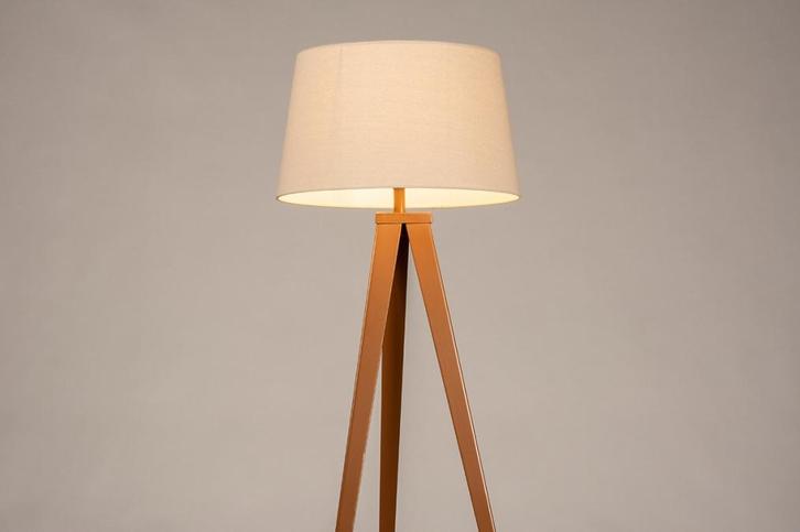 Rietveld Vloerlampen - Bruin, Beige - Stof, Metaal, Huis en Inrichting, Lampen | Vloerlampen, Verzenden