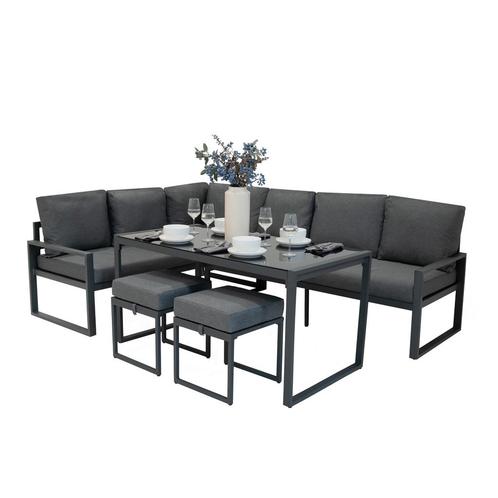 Aluminium Tuinmeubels | L-Vormig Hoekbank Eettafel Krukken, Tuin en Terras, Tuinsets en Loungesets, Verzenden