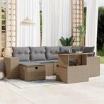 vidaXL 7-delige Loungeset met kussens poly rattan beige, Verzenden, Nieuw, Rotan, Loungeset