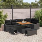 vidaXL Tuin Sofa Set met kussen 9 pcs Zwart Poly riet, Verzenden, Nieuw, Rotan
