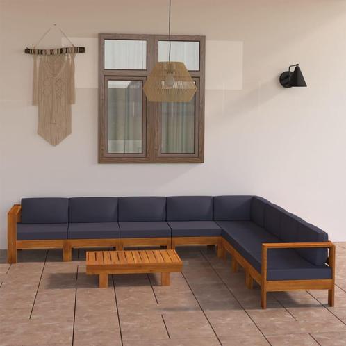 vidaXL 9-delige Loungeset met donkergrijze kussens, Tuin en Terras, Tuinsets en Loungesets, Loungeset, Nieuw, Hardhout, Verzenden