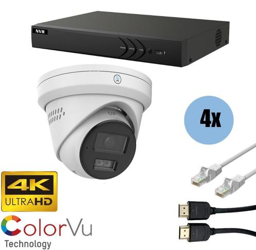ASE Kit, 4x Turret, 8Mp 4K Ultra HD, ColorVu, met NVR, Telecommunicatie, Antennes en Masten, Ophalen of Verzenden