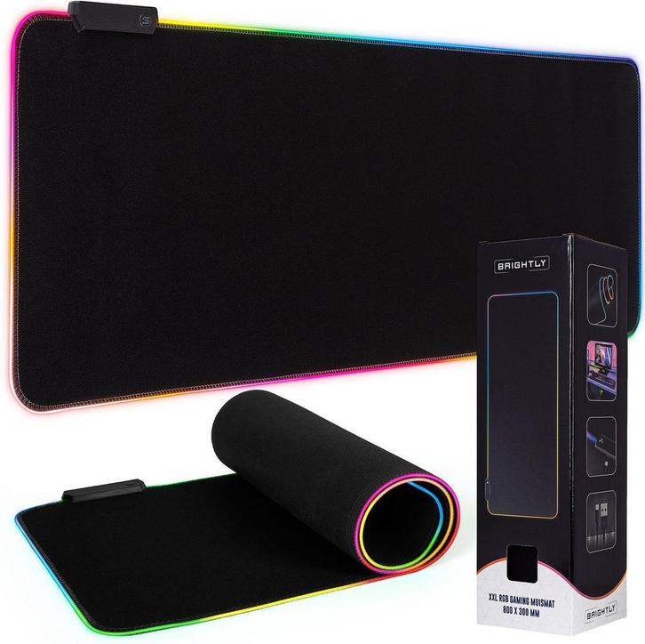 Brightly® RGB Gaming Muismat XXL - LED Verlichting Muismat, Computers en Software, Muismatten, Gaming muismat, Nieuw, Verzenden