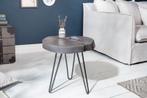 Ronde bijzettafel GOA 45cm grijs massief acaciahout, Ophalen of Verzenden, Nieuw