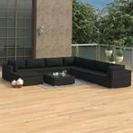 vidaXL 9-delige Loungeset met kussens poly rattan zwart, Meer dan 8 zitplaatsen, Nieuw, Loungeset, Verzenden