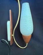 Lamp - glas en teakhout - Twee lampen
