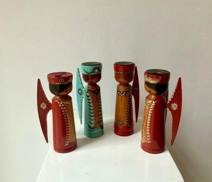 Kerstbeeldje (4) - Lichterengel - Hout - Erzgebirge, Diversen, Kerst