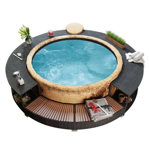 vidaXL Hottub-ombouw poly rattan zwart, Tuin en Terras, Zwembad-toebehoren, Nieuw, Verzenden
