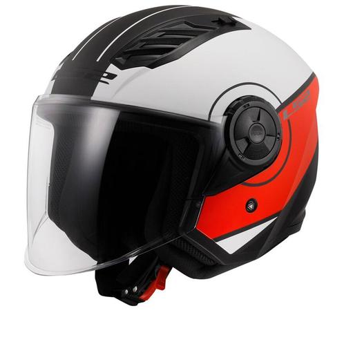 LS2 OF616 Airflow II Cover Mat Wit Rood Jethelm, Motoren, Kleding | Motorhelmen, Jethelm, Heren, XXL, Nieuw met kaartje, Overige merken