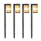 Set van 4 Aurora LED Solar Tuinlamp Zwart Tuinverlichting, Tuin en Terras, Buitenverlichting, Zonne-energie, Kunststof, Verzenden