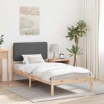 vidaXL Bedframe met Gevoerd Hoofdgedeelte Donkergrijs 100 x, Verzenden, Nieuw, Grijs, Hout