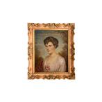Europese school (XX) - Dama elegante con rosa - NO RESERVE, Antiek en Kunst