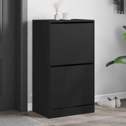 vidaXL Schoenenkast met 2 klaplades 60x42x108 cm zwart, Huis en Inrichting, Kasten | Schoenenrekken, Nieuw, Verzenden