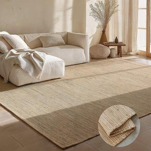 Dhaka Jute Wol Katoen Vloerkleed  - Naturel 120 x 170 cm, Huis en Inrichting, Stoffering | Tapijten en Kleden, Nieuw, Verzenden