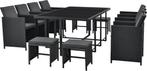 2dekans | Polyrotan eetset - Baracoa XXl - 13-delig - Zwart, Tuin en Terras, Tuinsets en Loungesets, Ophalen of Verzenden, Zo goed als nieuw