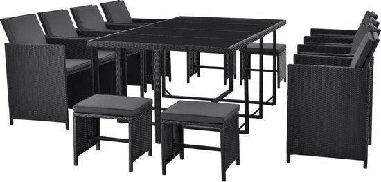 2dekans | Polyrotan eetset - Baracoa XXl - 13-delig - Zwart, Tuin en Terras, Tuinsets en Loungesets, Zo goed als nieuw, Ophalen of Verzenden