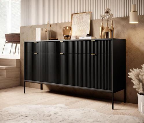 Dressoir mat zwart 154x39x83 cm goud hotel chique, Huis en Inrichting, Kasten | Dressoirs, 25 tot 50 cm, Nieuw, 150 tot 200 cm