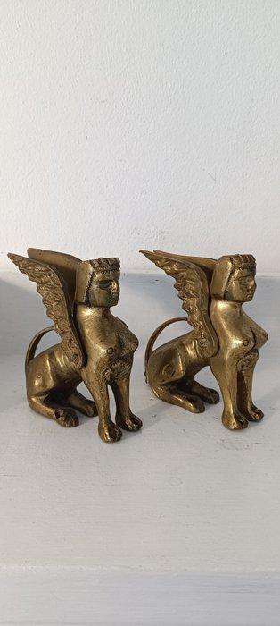 Boekensteunen (2) - Messing, neoclassicistisch - Gevleugelde, Antiek en Kunst, Curiosa en Brocante