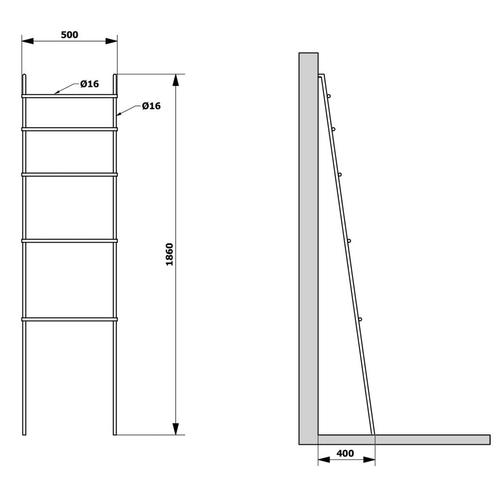 Handdoekhouder Ladder Sapho Debut 186 cm Zwart Mat, Doe-het-zelf en Verbouw, Sanitair, Ophalen of Verzenden