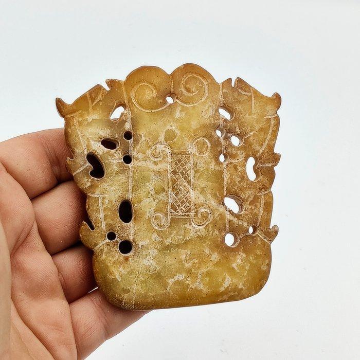 Oud-Chinees Jade Kralen talisman met tijgermotieven - 86 mm, Antiek en Kunst, Antiek | Overige Antiek