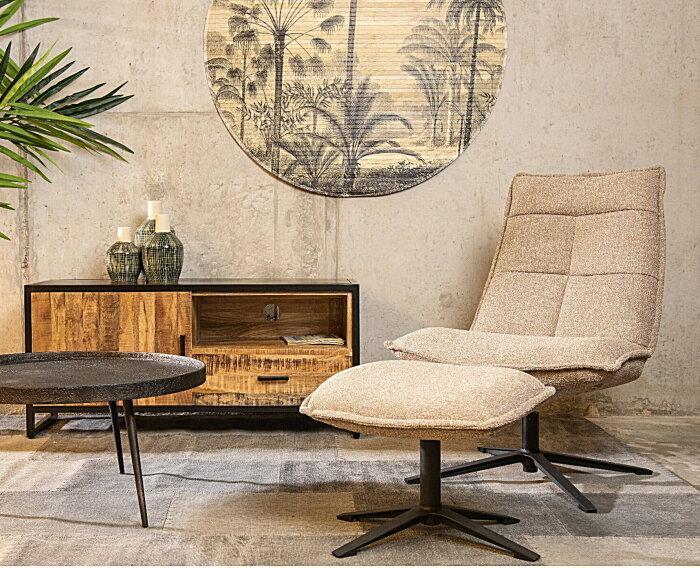 Fauteuil Marcus met voetenbank | Eleonora | Beige + GRATIS 5, Huis en Inrichting, Fauteuils, Nieuw, Ophalen of Verzenden