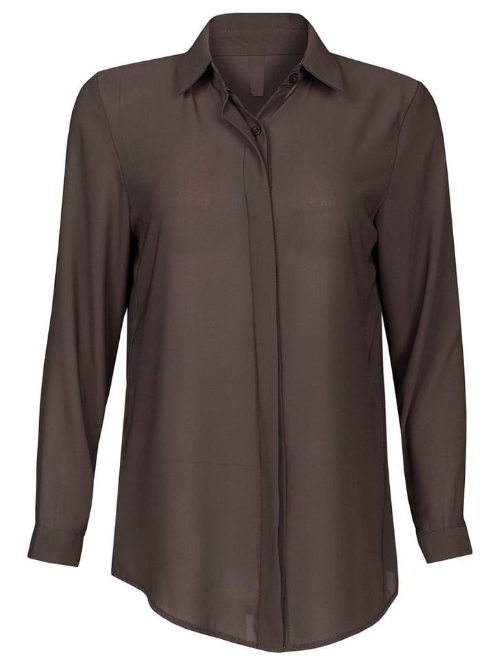 Blouse Janet Bruin, damestop met lange mouwen, Kleding | Dames, Tops, Verzenden