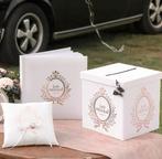 Bruidsset Just Married met gastenboek, ringkussen + moneybox, Hobby en Vrije tijd, Feestartikelen, Verzenden, Nieuw, Feestartikel