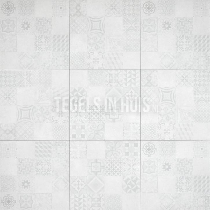 Vloertegel wandtegel betonico decor wit licht grijs 60x60, Doe-het-zelf en Verbouw, Tegels, Vloertegels, Nieuw, 10 m² of meer